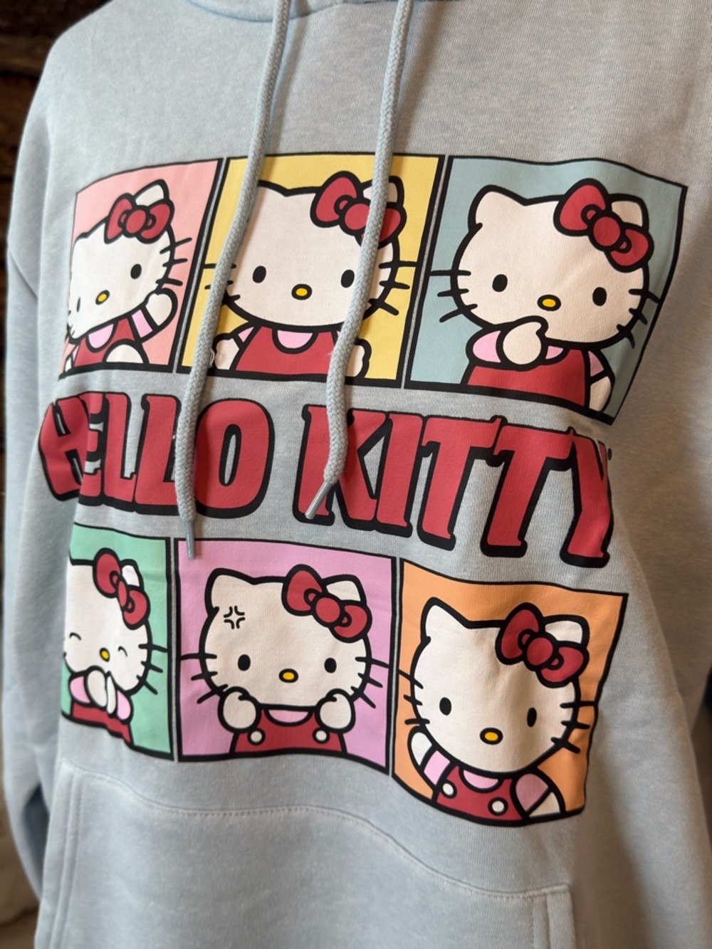 NWT | Sanrio | Hello Kitty Hoodie XL Light Blue Graphic Sweatshirt - Picture 2 of 7